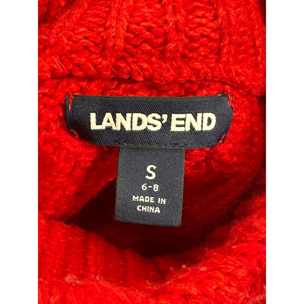 Classic Lands' End Red Cable Knit Sweater Preppy Cozy Staple Women's Size S 6-8 - Picture 3 of 13